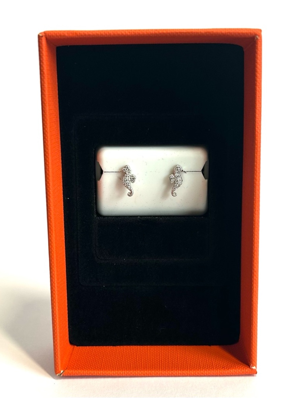 NWT Dainty 925 Sterling Silver Seahorse Moissanite Stud Earrings - Women Jewelry - Picture 2 of 4